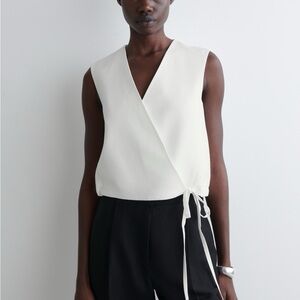 COS TIE-DETAIL LINEN-BLEND WRAP VEST